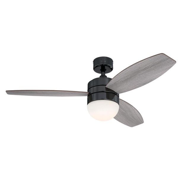 Westinghouse Ceiling Fan Indoor 48In Brinley DmLED GnMtl Rvr 3Bld WtOk/Wnt Opl Fr Glass 7305200